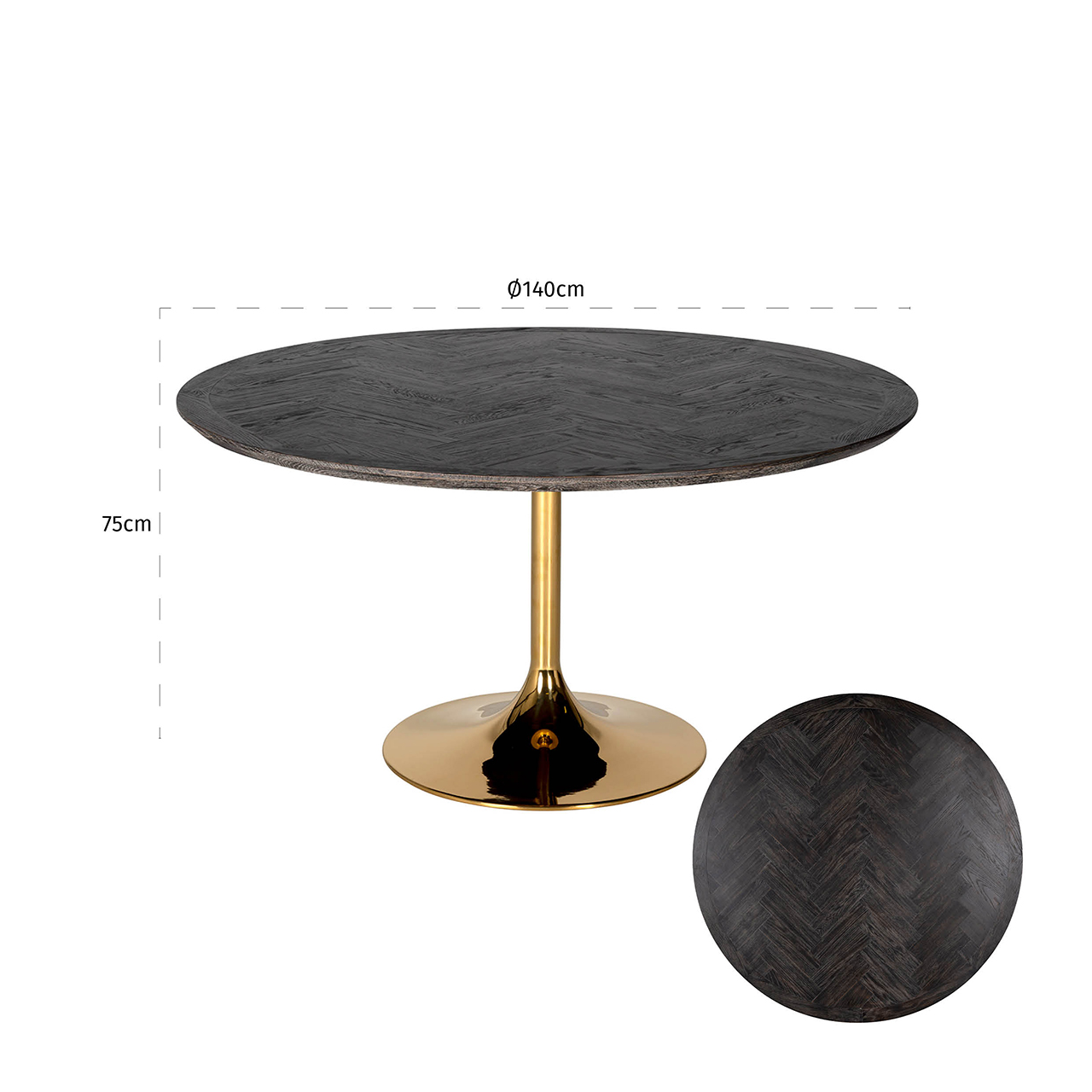 Dining Table Blackbone Round O140 Gold Ilham Home Decorations